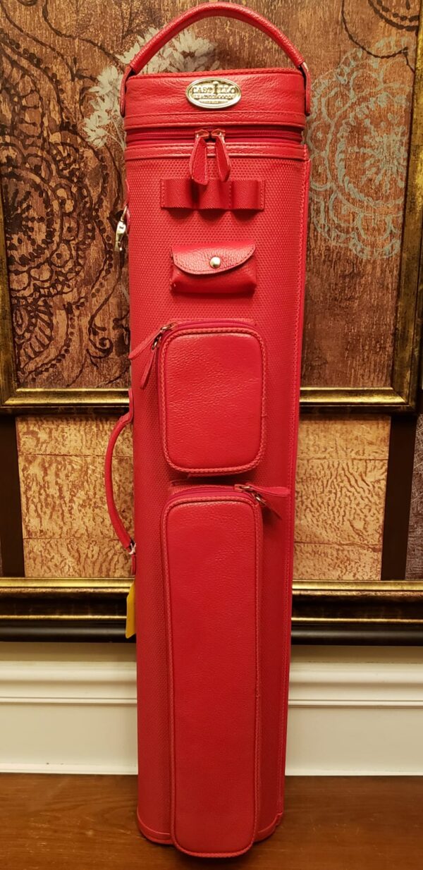castillo red leather cue case